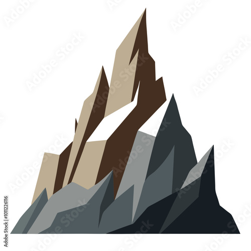 Steep Jagged Mountain Cliff Featuring Craggy Rocks Vector Illustration
