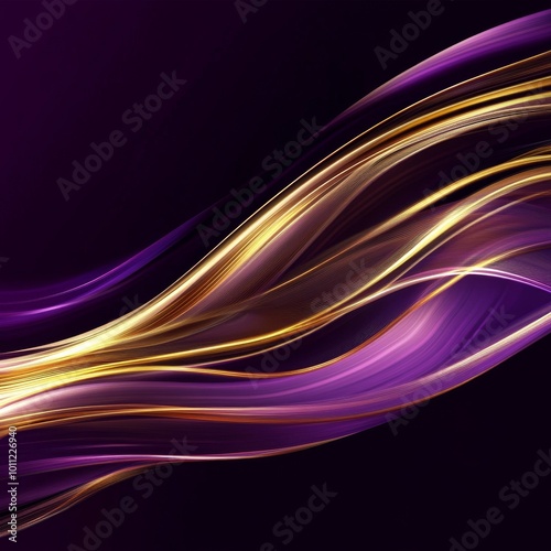 Wallpaper Mural Purple and Gold Abstract Waves, Abstract Art, Digital Art, Flowing Torontodigital.ca