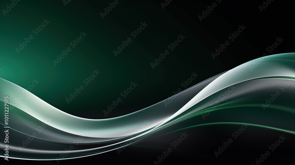 Obraz premium Abstract green and white wavy background