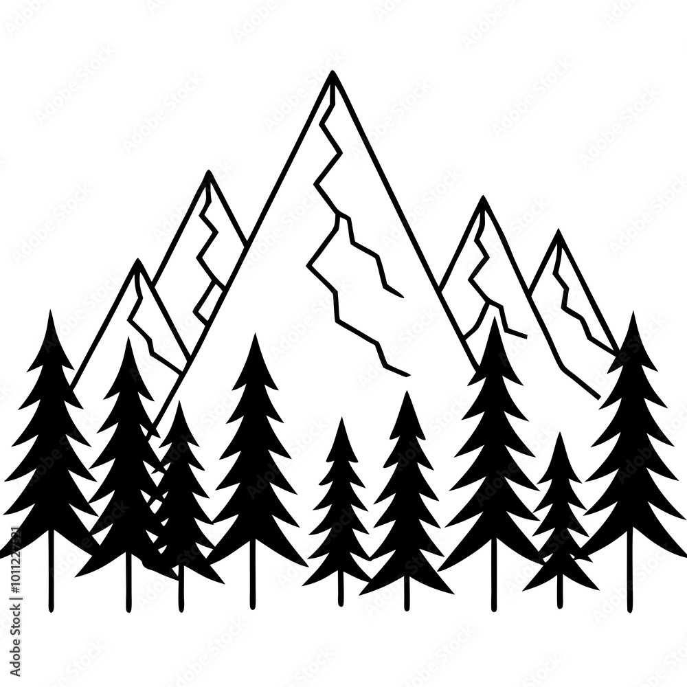 Obraz premium Majestic Pine Forest Vector Illustration Embracing Nature’s Beauty 