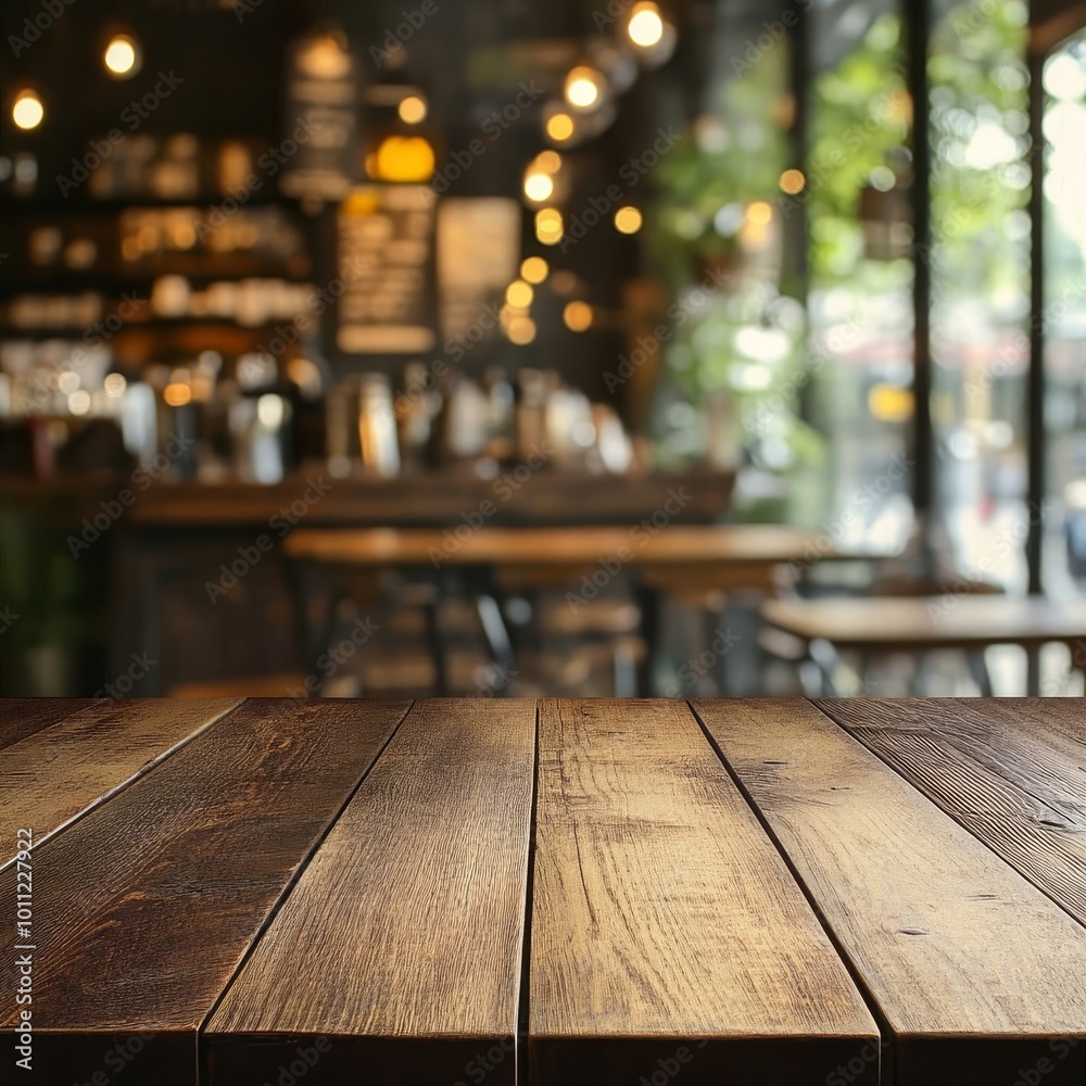 Wooden Tabletop in Blurred Cafe, Wood, Table, Cafe Wooden Tabletop in Blurred Cafe, Wood, Table, Cafe