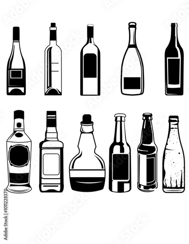 Alcohol Bottle Icon | Alcoholic Drinks | Drinking Beverage | Whiskey Bottle | Wine Bottle | Alcoholic Dad | Bottles | Drinking Bottle | Original Illustration | Vector and Clipart | Cutfile and Stencil