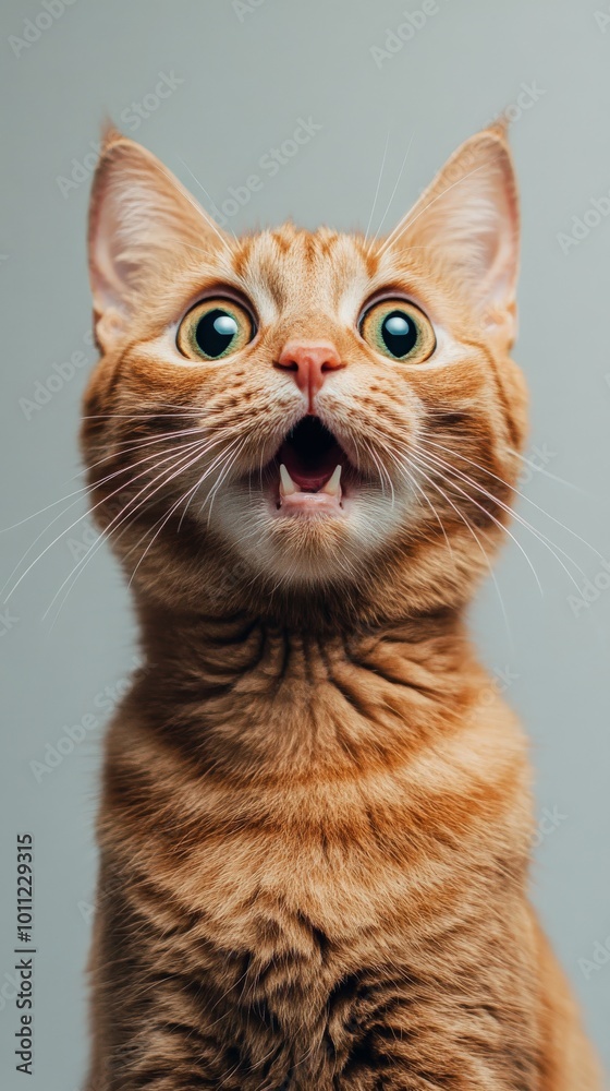 Ginger Cat with Surprised Expression and Wide Eyes Isolated on White Background Ginger Cat with Surprised Expression and Wide Eyes Isolated on White Background