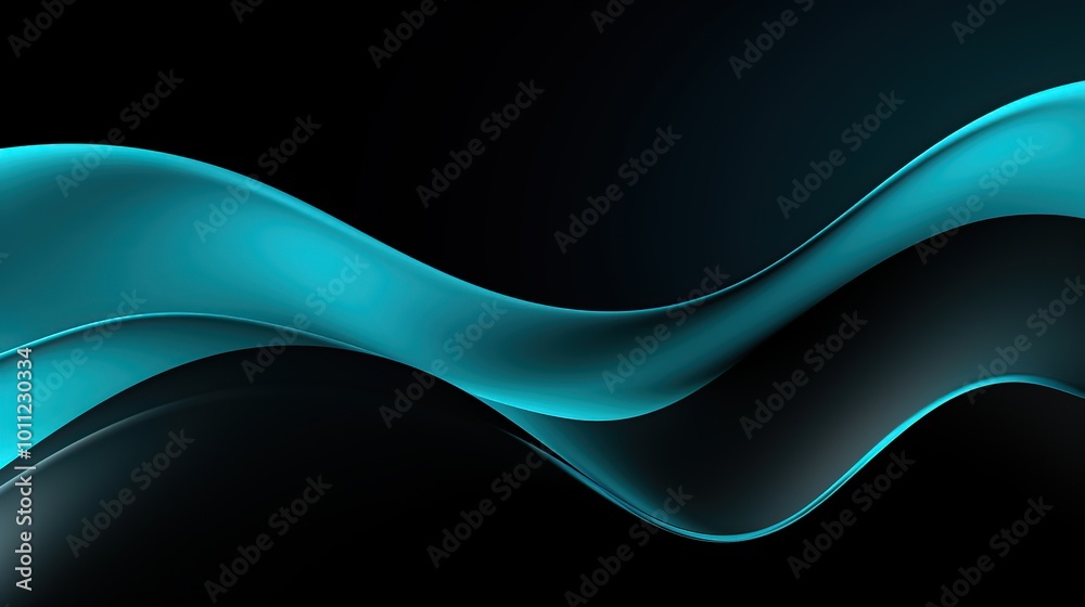 Fototapeta premium Abstract Blue Wave on Black Background, Modern Technology Design