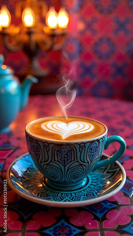 ntricate cup of coffee, iridescent and opalescent, zellige tile design, neon colors-Ai generator
ntricate cup of coffee, iridescent and opalescent, zellige tile design, neon colors-Ai generator