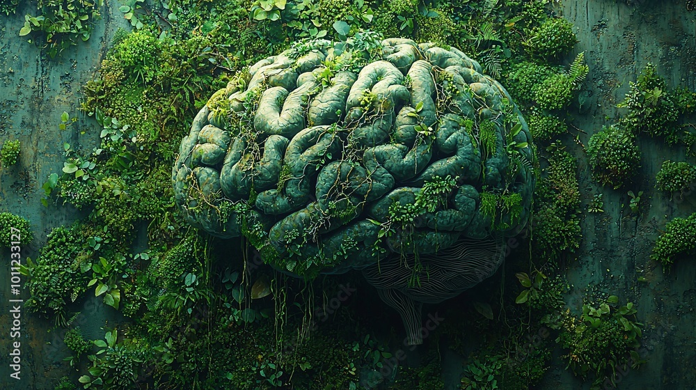 Serene Brain Depiction in Natural Environment