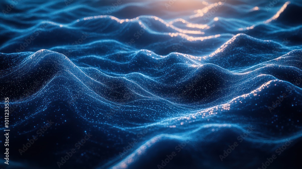 Abstract blue wave pattern with soft light. Abstract blue wave pattern with soft light.
