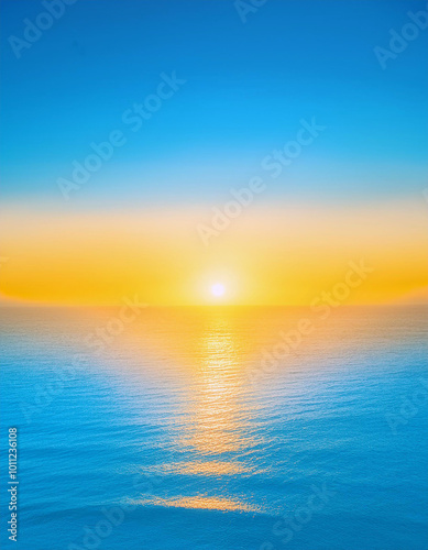 A serene sunset over calm waters, showcasing vibrant colors blending into the horizon.