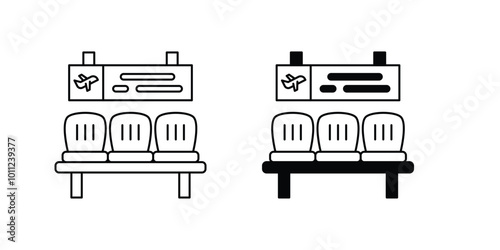 Waiting Seats  set icon with white background vector stock illustration