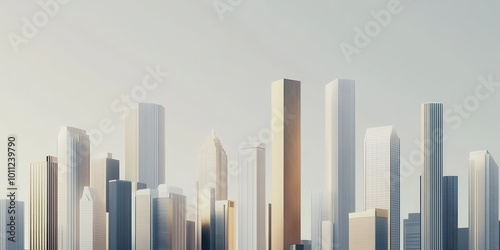 A stunning skyline featuring modern skyscrapers against a soft gradient sky, perfect for urban and architectural themes.