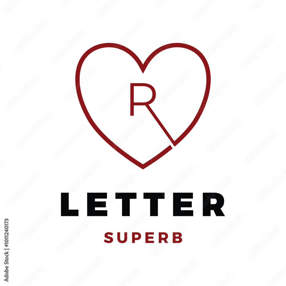 Initial Letter R Love Icon Logo Design Template Initial Letter R Love Icon Logo Design Template