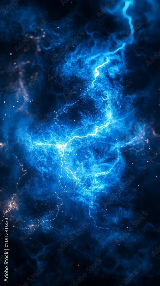 Dramatic Blue Thunder and Lightning Energy with Electric Storm Effects Dramatic Blue Thunder and Lightning Energy with Electric Storm Effects