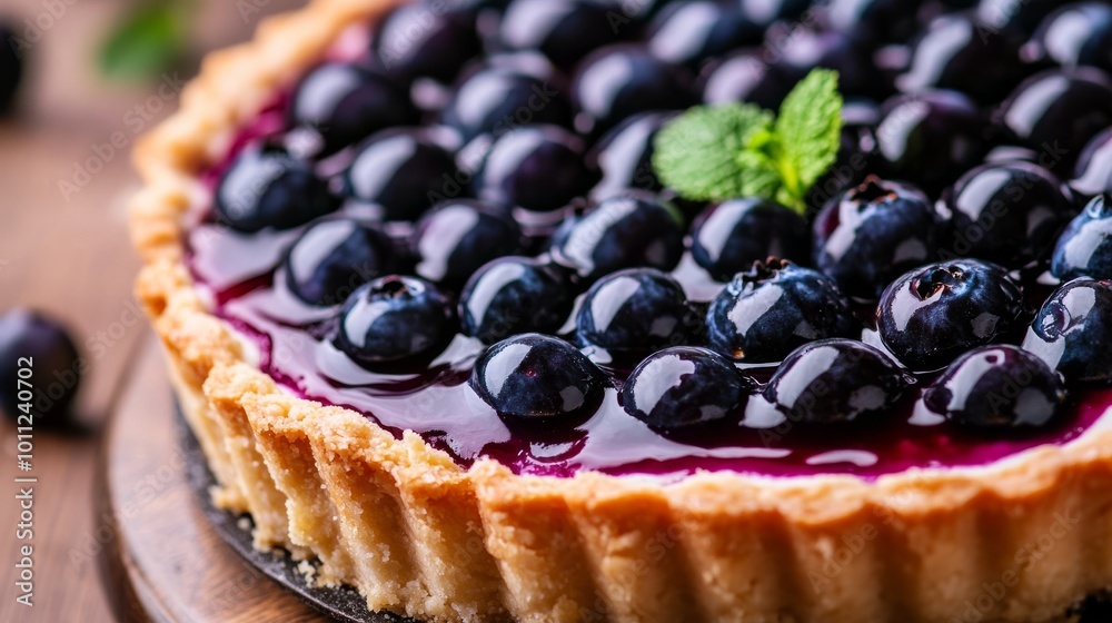 Blueberry tart closeup Blueberry tart closeup