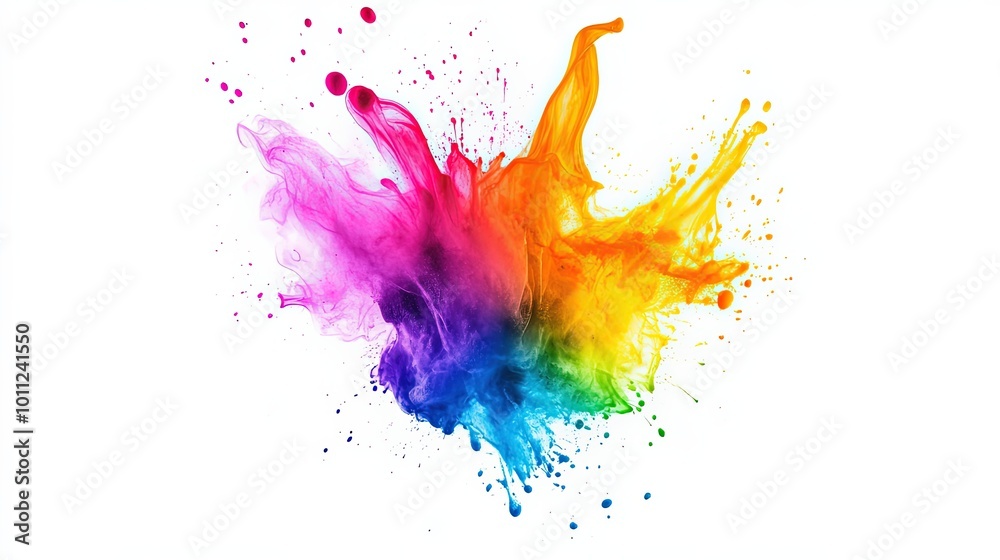 colorful paint splashes on white background colorful paint splashes on white background