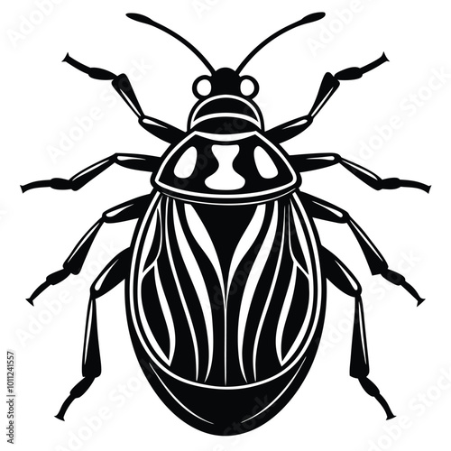 Bug line icon vector illustration set Bedbug insect silhouette on white background