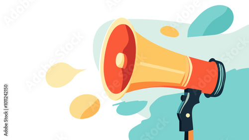 Speak Up Megaphone Announcement Vector Illustration with Loud Voice Graphic Elements for Advocacy, Public Speaking, and Communication Campaigns