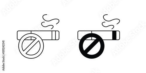 No Smoking set icon with white background vector stock illustration