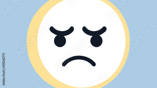 White Frowning Face Emoticon Vector Design for Expressing Sadness and Displeasure