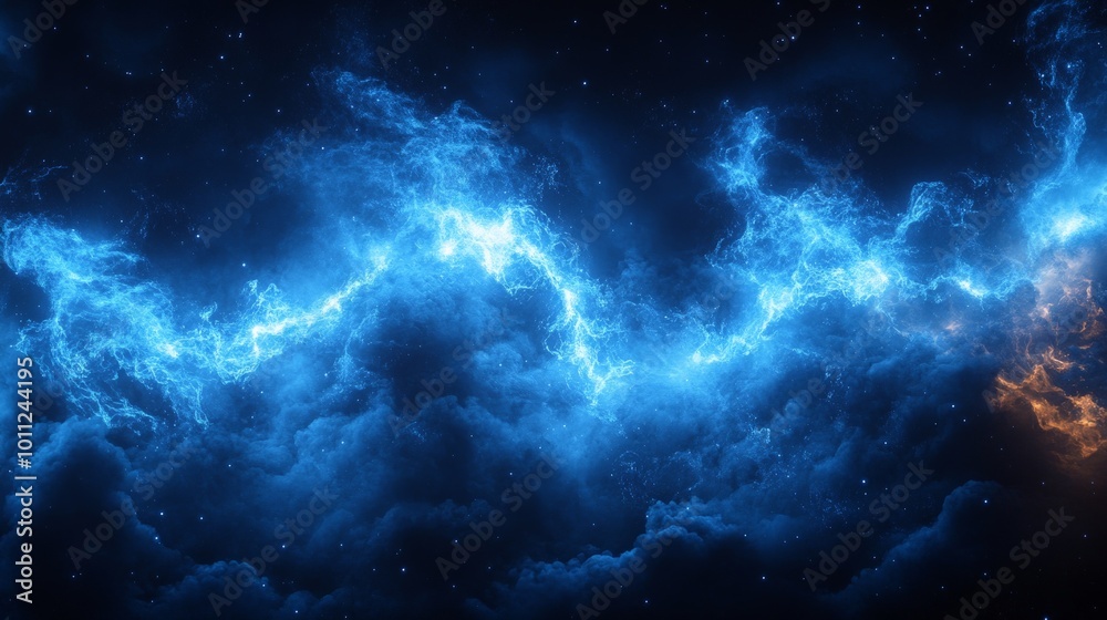 Fototapeta premium Dramatic Blue Thunder and Lightning Energy with Electric Storm Effects