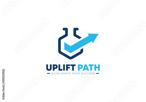 Laboratory Testing flask Logo with Up Arrow, Healthy life or products symbol Pharmaceutical companies Logo icon