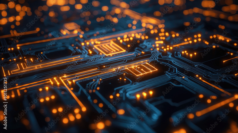 Obraz premium Technology doodles background