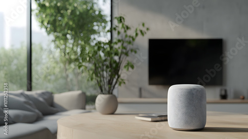 Modern Smart Speaker in a Minimalist Living Room