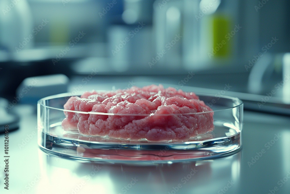 Meat being inspected in a laboratory. Generative Ai Meat being inspected in a laboratory. Generative Ai