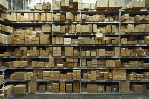 Wallpaper Mural A Wall of Cardboard Boxes in a Warehouse Torontodigital.ca