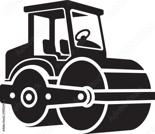 Pneumatic tyre roller Silhouettes of vector images A blank background that can be edited and replaced