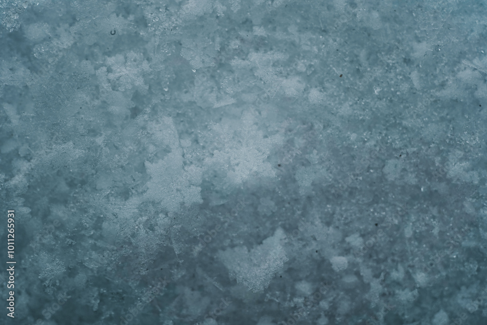 Snowflakes on snow. Christmas and winter background. Natural snowdrift close up photo. Macro picture of snowflakes with crystals in good view. Snowflakes on snow. Christmas and winter background. Natural snowdrift close up photo. Macro picture of snowflakes with crystals in good view.