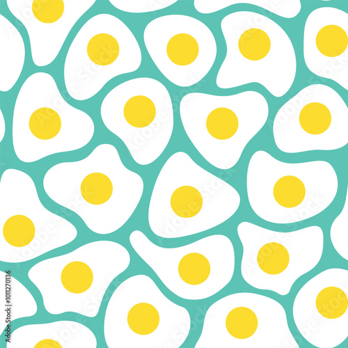 Seamless pattern of flat design style eggs on a blue background