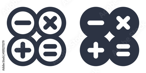 Calculator simple icons set designed in filled, outline, line and stroke style