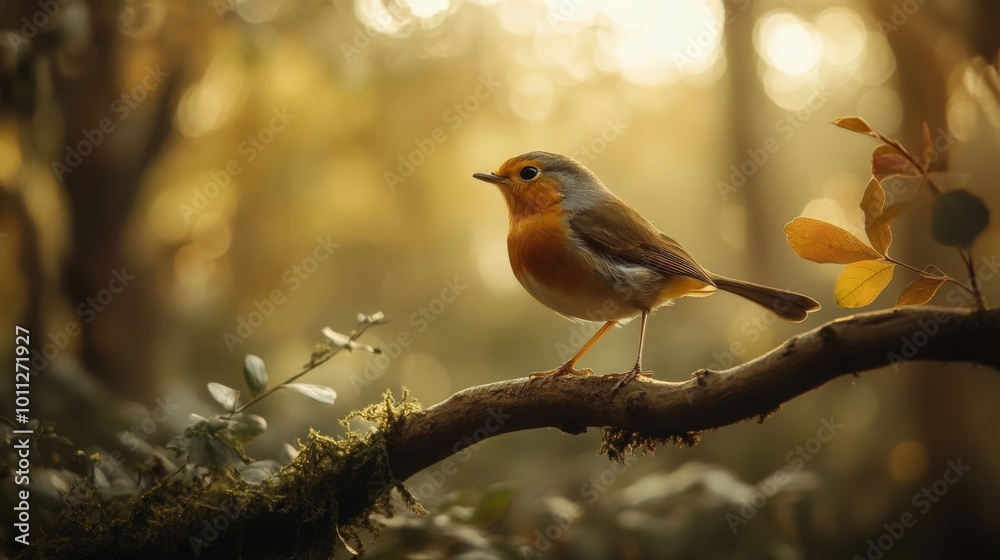 Fototapeta premium European Robin in Woodland