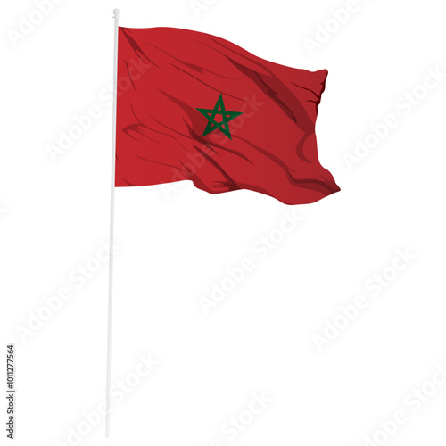 Vector illustration of wavy Morocco flag on transparent background