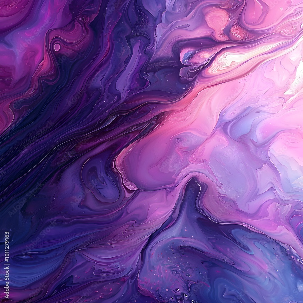 Obraz premium Vibrant Abstract Pattern with Liquid-Like Swirls in Purples and Pinks