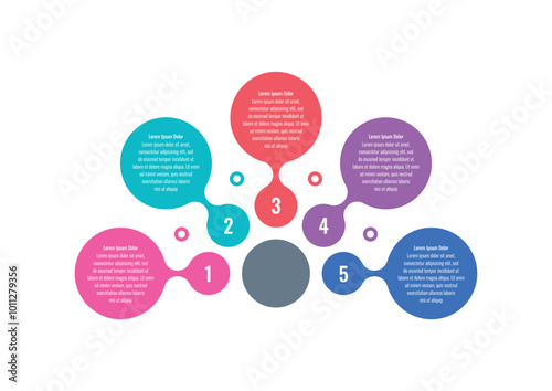 Infographic template for annual report, magazine. Infographic template for business, education, science world. semicircle informational template. five steps information template