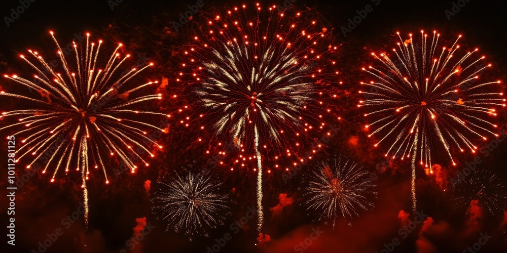 Εκτύπωση καμβά A colorful display of fireworks lighting up the night sky, with intricate patter