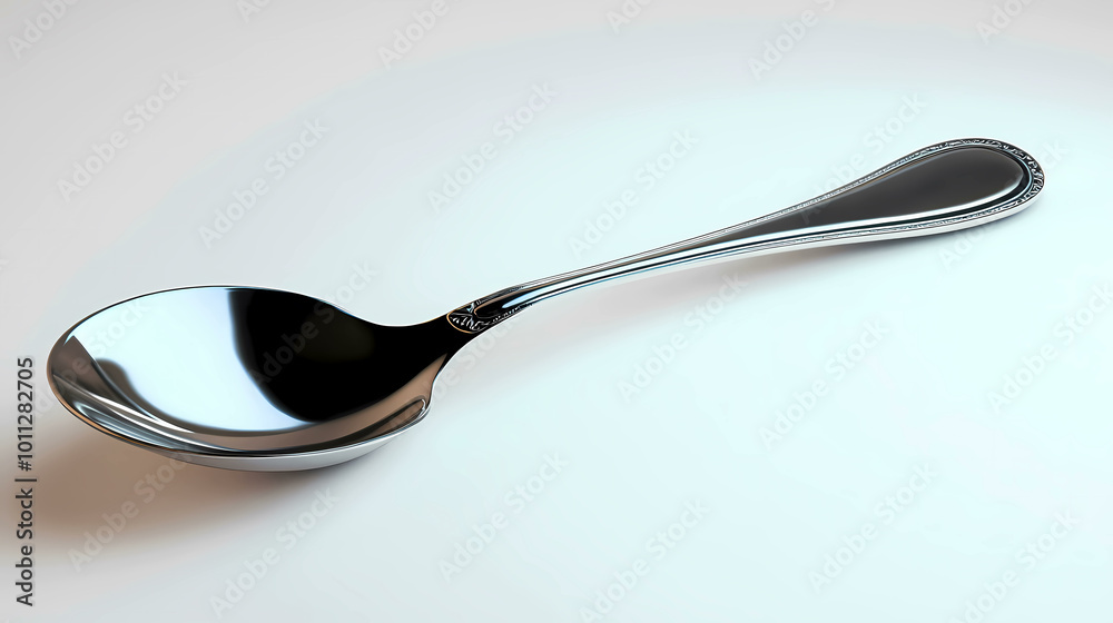 Realistic metal spoon icon isolated on white background. 3d illustration of teaspoon isolated on white background. Realistic metal spoon icon isolated on white background. 3d illustration of teaspoon isolated on white background.