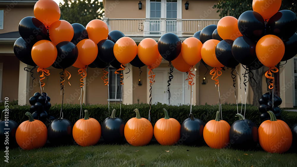 Fototapeta premium balloons with a Halloween pumpkin theme decoration