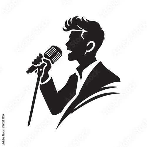 Singer Silhouette with Microphone