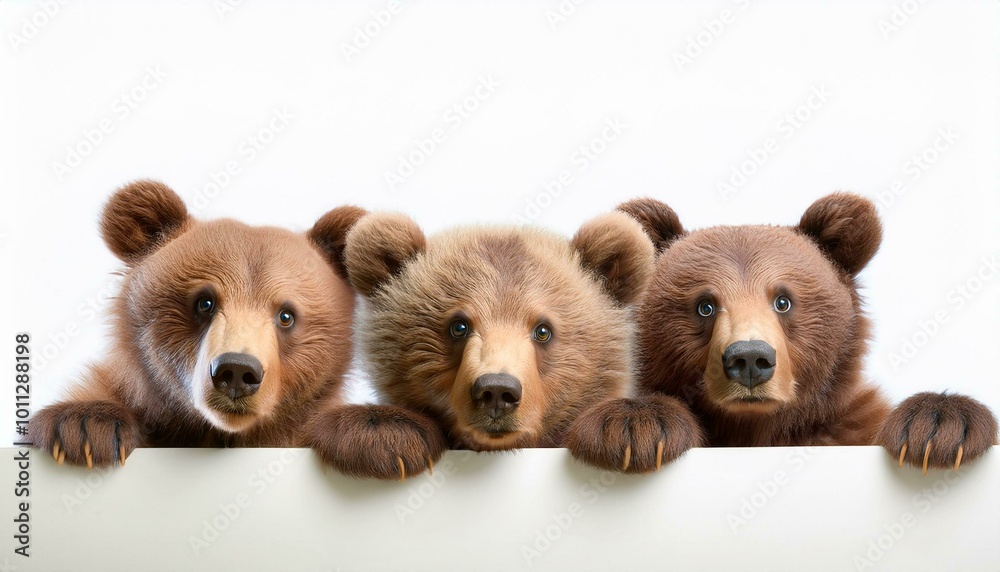 brown bears and brown puppies sitting together on a white background brown bears and brown puppies sitting together on a white background