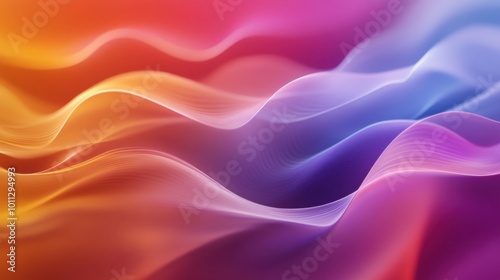 An abstract digital background featuring flowing waves and smooth gradients, with vibrant colors, ideal for technology, creative design, and modern themes.