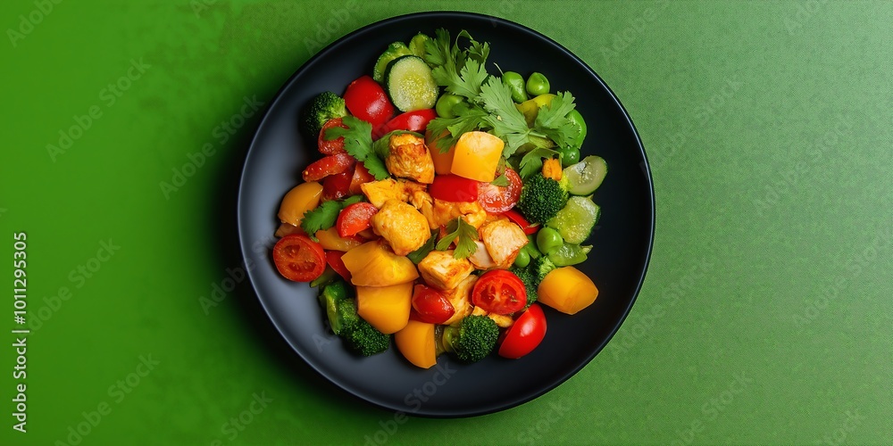 Stir-fried colorful soy sauce with chicken and vegetables Stir-fried colorful soy sauce with chicken and vegetables
