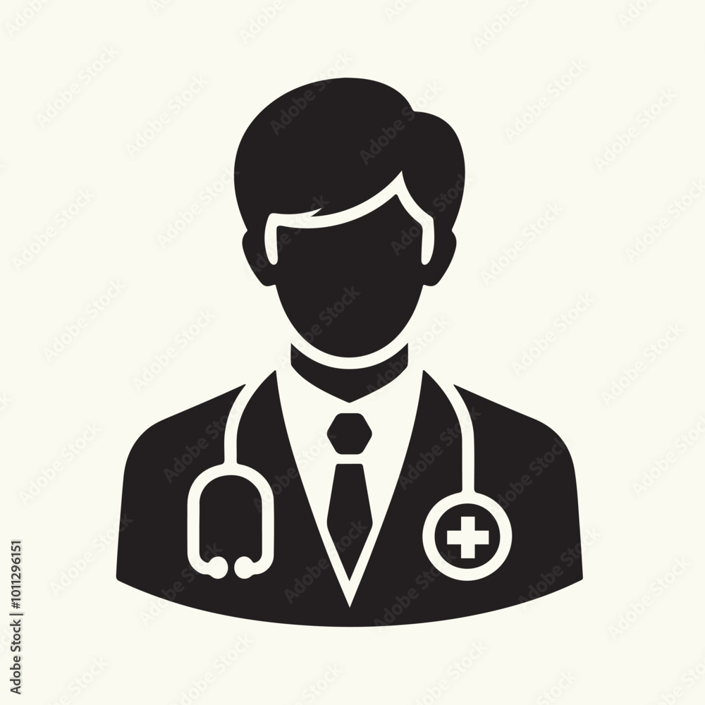 Doctor Icon with Stethoscope. Nurse logo, medical and health care hospital