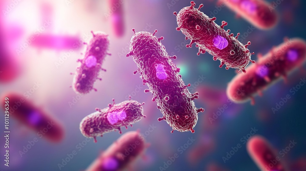 Bacteria adapting to antibiotic treatments, molecular evolution, 3D illustration Bacteria adapting to antibiotic treatments, molecular evolution, 3D illustration