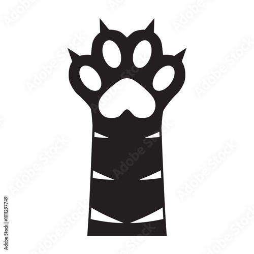 The cat's paw icon. Black silhouette of a cat's paw with claws. Vector illustration for design and web. photo