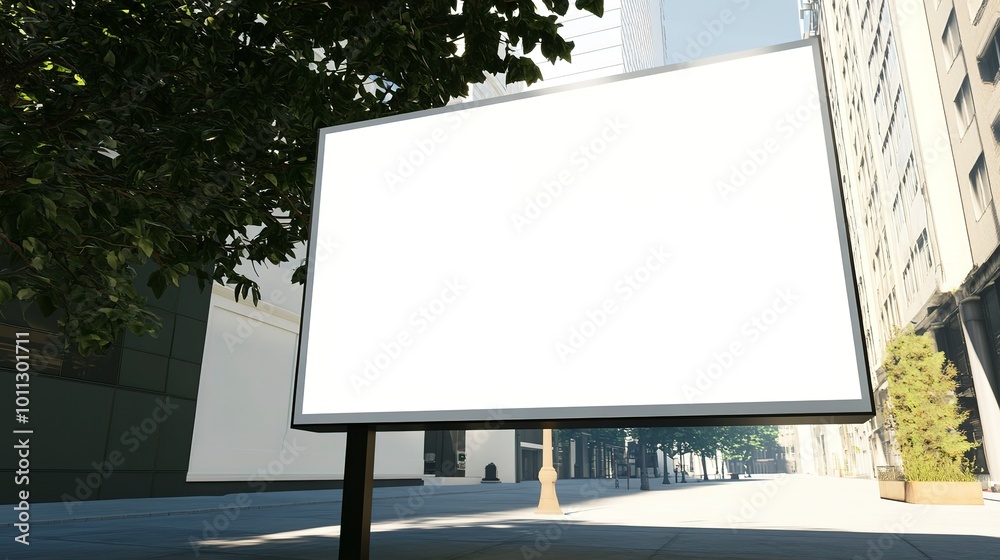 Fototapeta premium Blank white billboard on the street, mockup for design