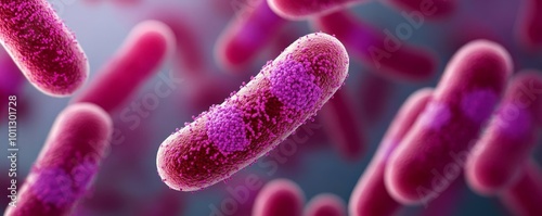 Drug-resistant bacterial biofilm, hospital infection, 3D illustration