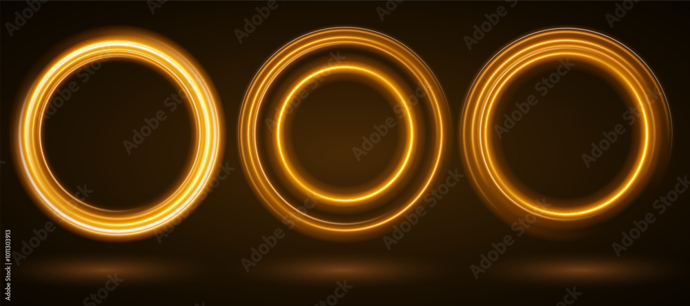 Color circles frame with glitter light effect. A flash flies in a circle in a luminous ring. Color circles frame with glitter light effect. A flash flies in a circle in a luminous ring.