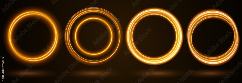 Color circles frame with glitter light effect. A flash flies in a circle in a luminous ring. Color circles frame with glitter light effect. A flash flies in a circle in a luminous ring.
